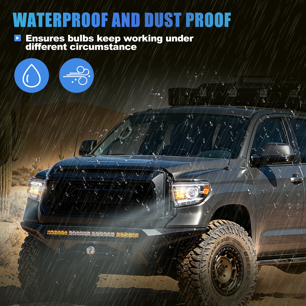 For 2014-2021 Toyota Tundra Full LED Projector Headlights - Matte Black / Clear