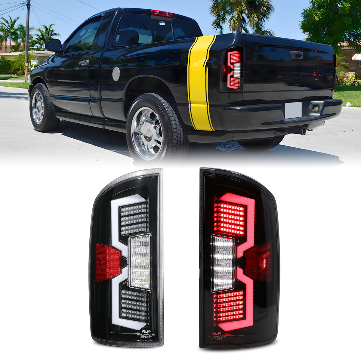 Carpartsinnovate Black LED Tail Lights For 2002-2006 Dodge Ram 1500 2500 3500 – DOT/SAE Certified