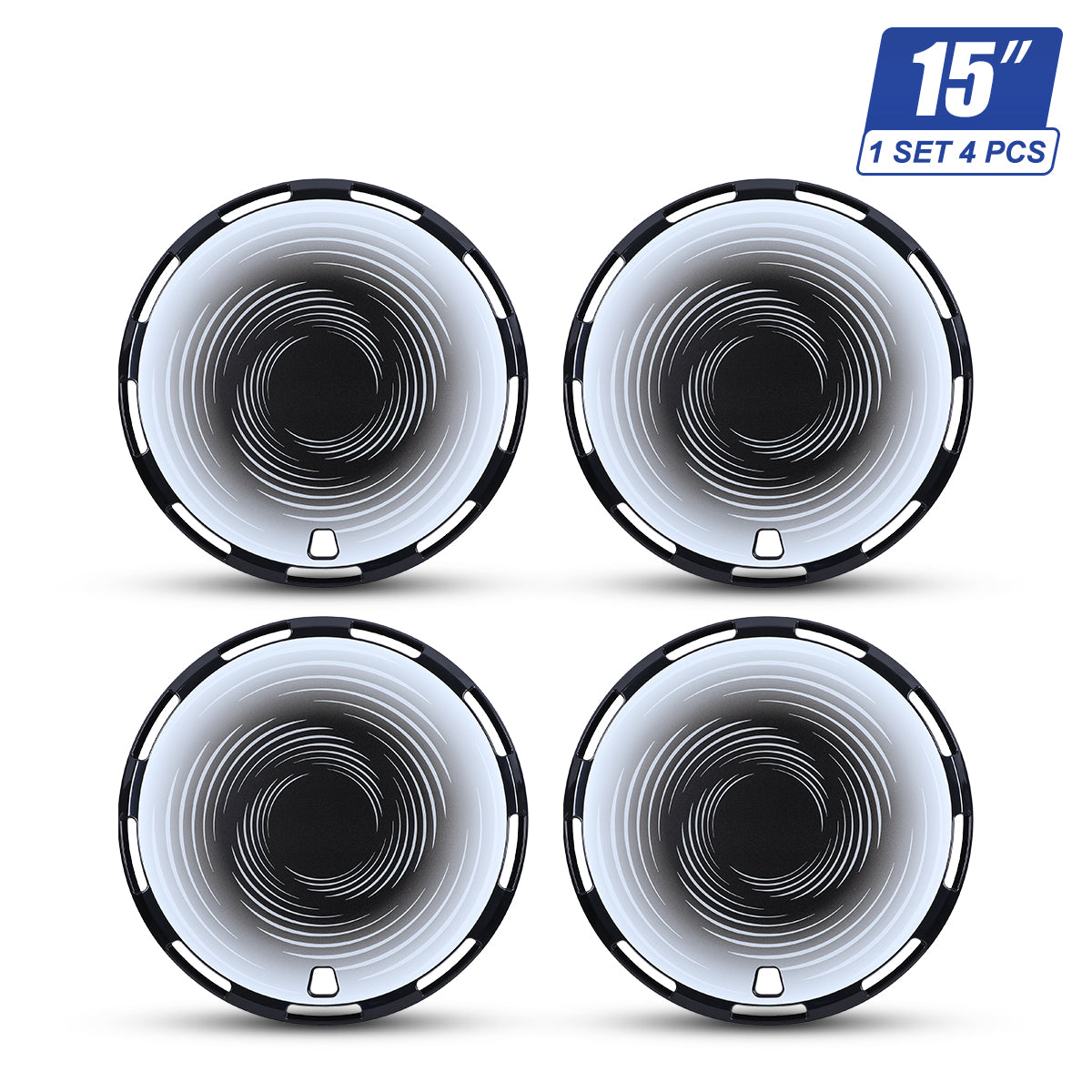WINJET 15" Universal Wheel Covers Hubcaps - Black-Cloud Flow