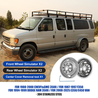 WINJET 16" 8 lugs 4 Hand Holes Dually Wheel Simulators for 1988-2000 Chevy GMC 3500/1987-1997 Ford F350/1994-1999 Dodge Ram/2008-2025 Ford E350 E450 Van