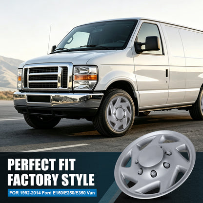 WINJET 16' Hubcaps Wheel Rims Cover for 1992-2014 Ford E150/E250/E350 Van with 8 lug 16" steel wheel  - Lacquer