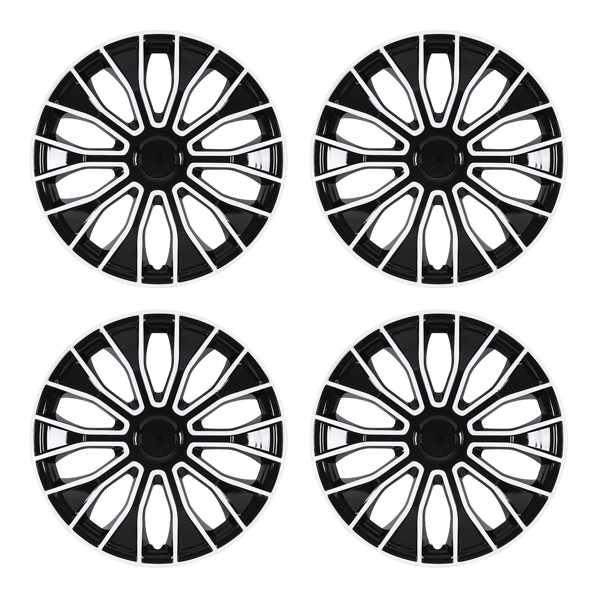 WINJET 16 inch Hubcaps Wheel Covers 5086 - Black & White Lacquer