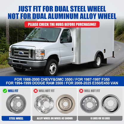 WINJET 16" 8 lugs 4 Hand Holes Dually Wheel Simulators for 1988-2000 Chevy GMC 3500/1987-1997 Ford F350/1994-1999 Dodge Ram/2008-2025 Ford E350 E450 Van