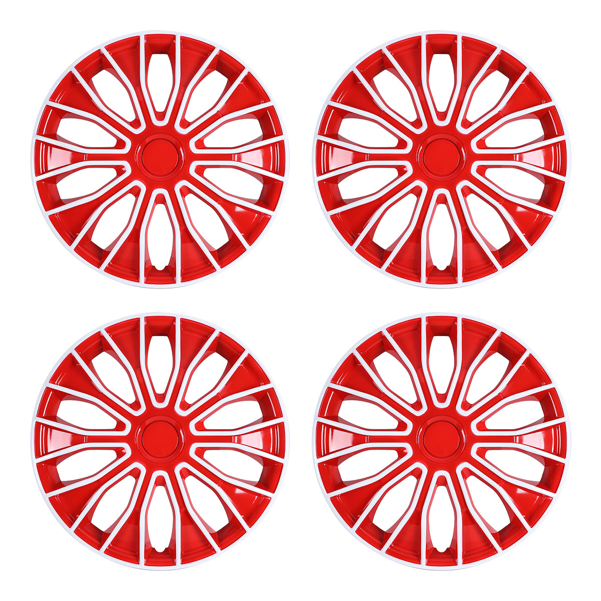 WINJET 16 inch Hubcaps Wheel Covers 5086 - White & Red Lacquer