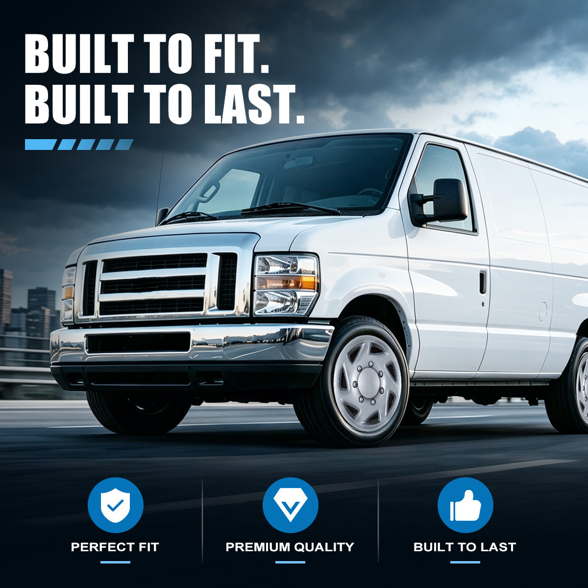 WINJET 16' Hubcaps Wheel Rims Cover for 1992-2014 Ford E150/E250/E350 Van with 8 lug 16" steel wheel  - Lacquer