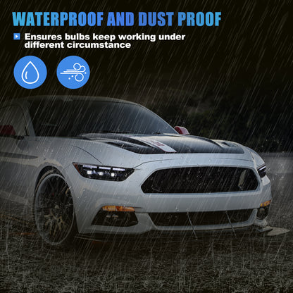 For 2015-2017 Ford Mustang Coupe & Convertible/2016-2020 Ford Mustang Shelby GT350 / 2020-2022 Ford Mustang Shelby GT500 LED Sequential Headlights -Glossy Black / Clear