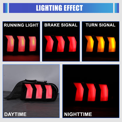 For 2024-2026 Ford Mustang Coupe & Convertible Yellow LED Sequential Taillight - Glossy Black / Clear