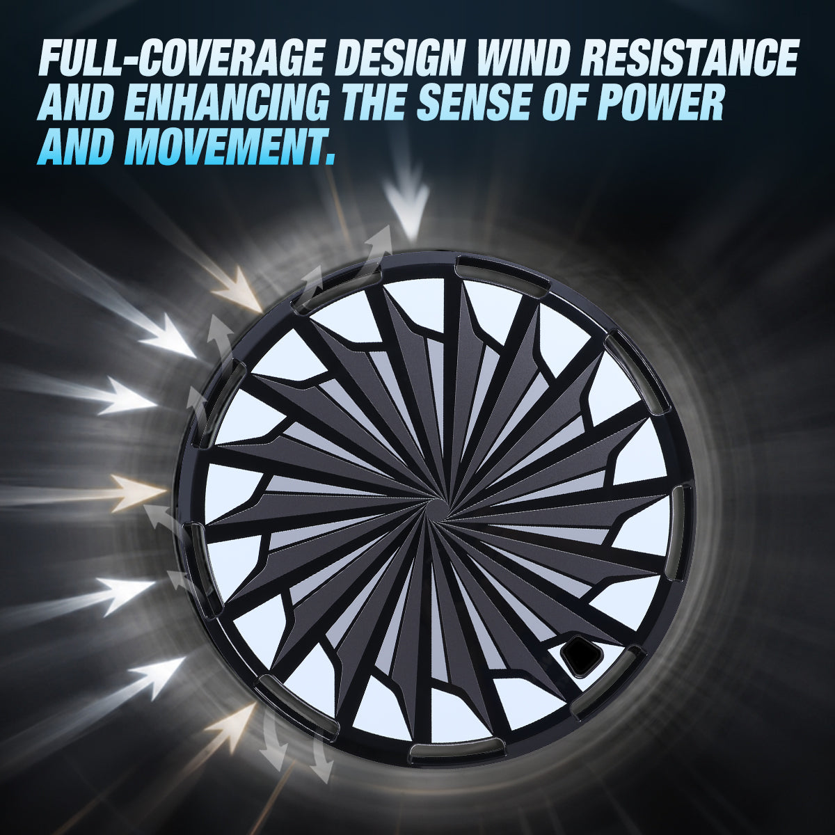 WINJET 15" Universal Wheel Covers Hubcaps - Black-Turbo Spoke