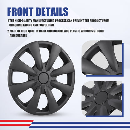 15 inch matte black hubcaps