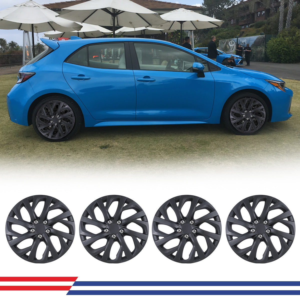 Winjet 16 Matte Black Hubcaps Rims Cover for 2009 2024 Corolla Matrix