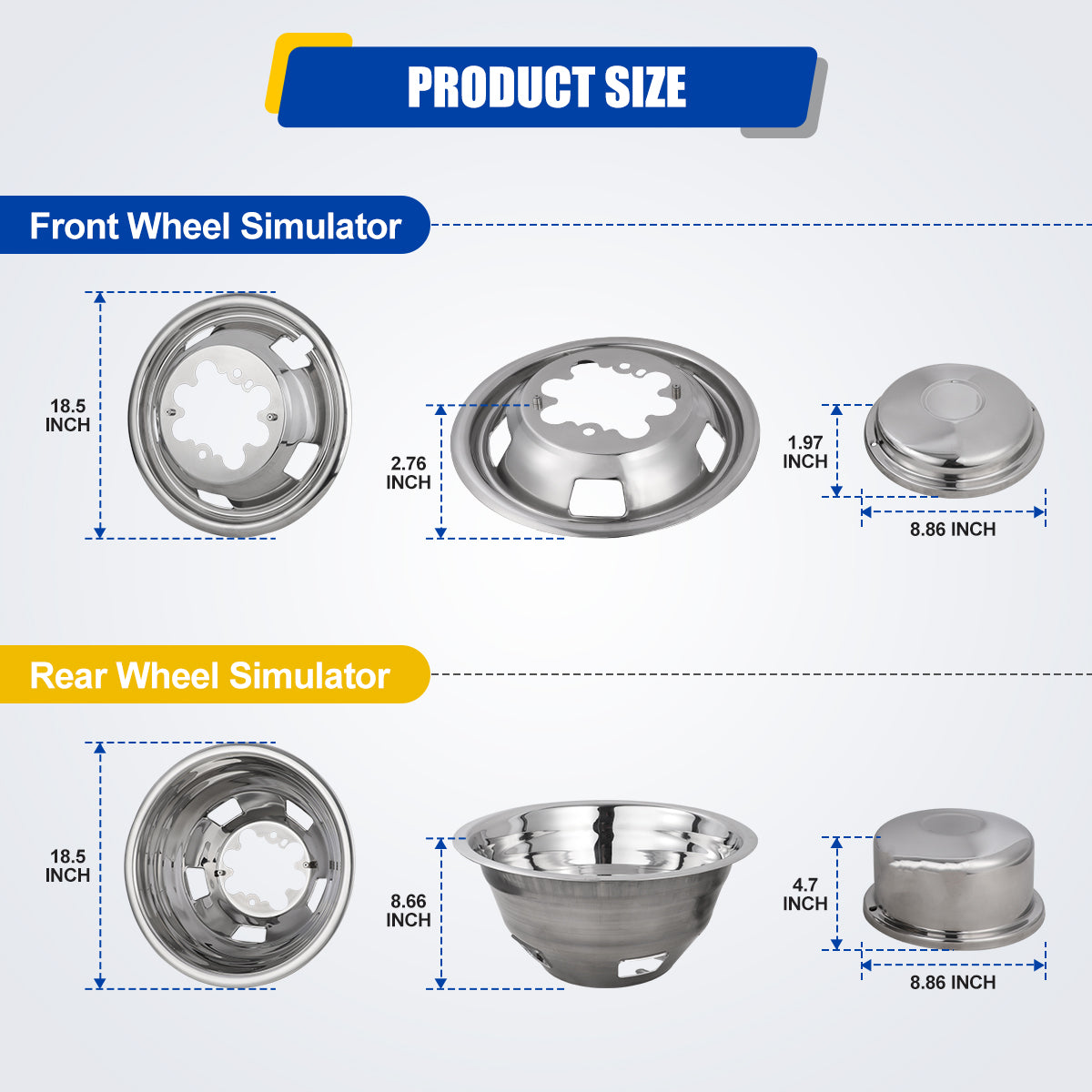 17 Inch 8 Lug Wheel Simulators Front Chrome Wheel Simulators For Ram 3500 Dually 2003-2018 - 17 8-Lug Push On Design Dual Rear Wheel Simulators 17 Inch 8 Lug Wheel Simulators Front Chrome Wheel Simulators For Ram 3500 Dually 2003-2018 - 17 8-Lug Push On Design Dual Rear Wheel Simulators
