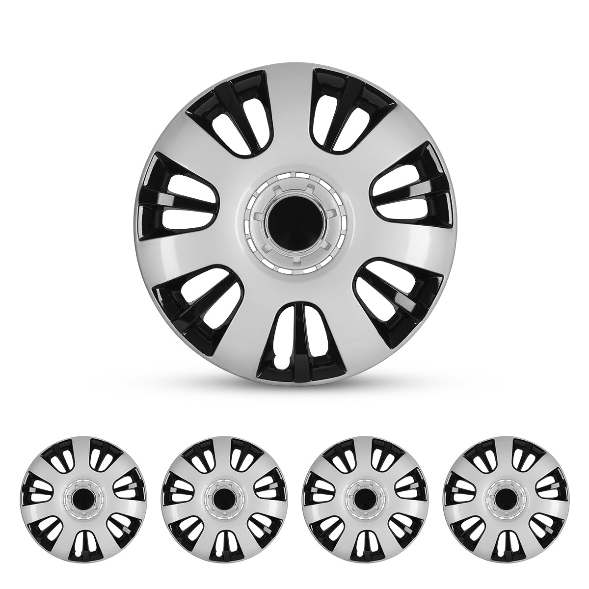 black and silver hubcaps
