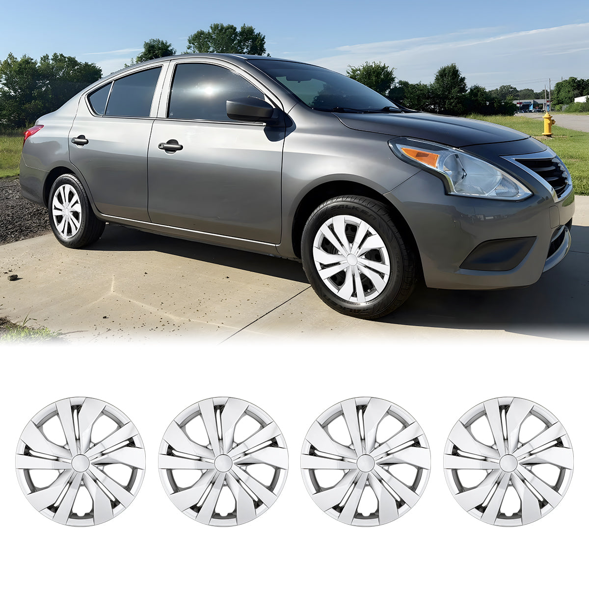 WINJET 15' Hubcaps Wheel Rims Cover for 2007-2025 NISSAN VERSA -Chrome ...
