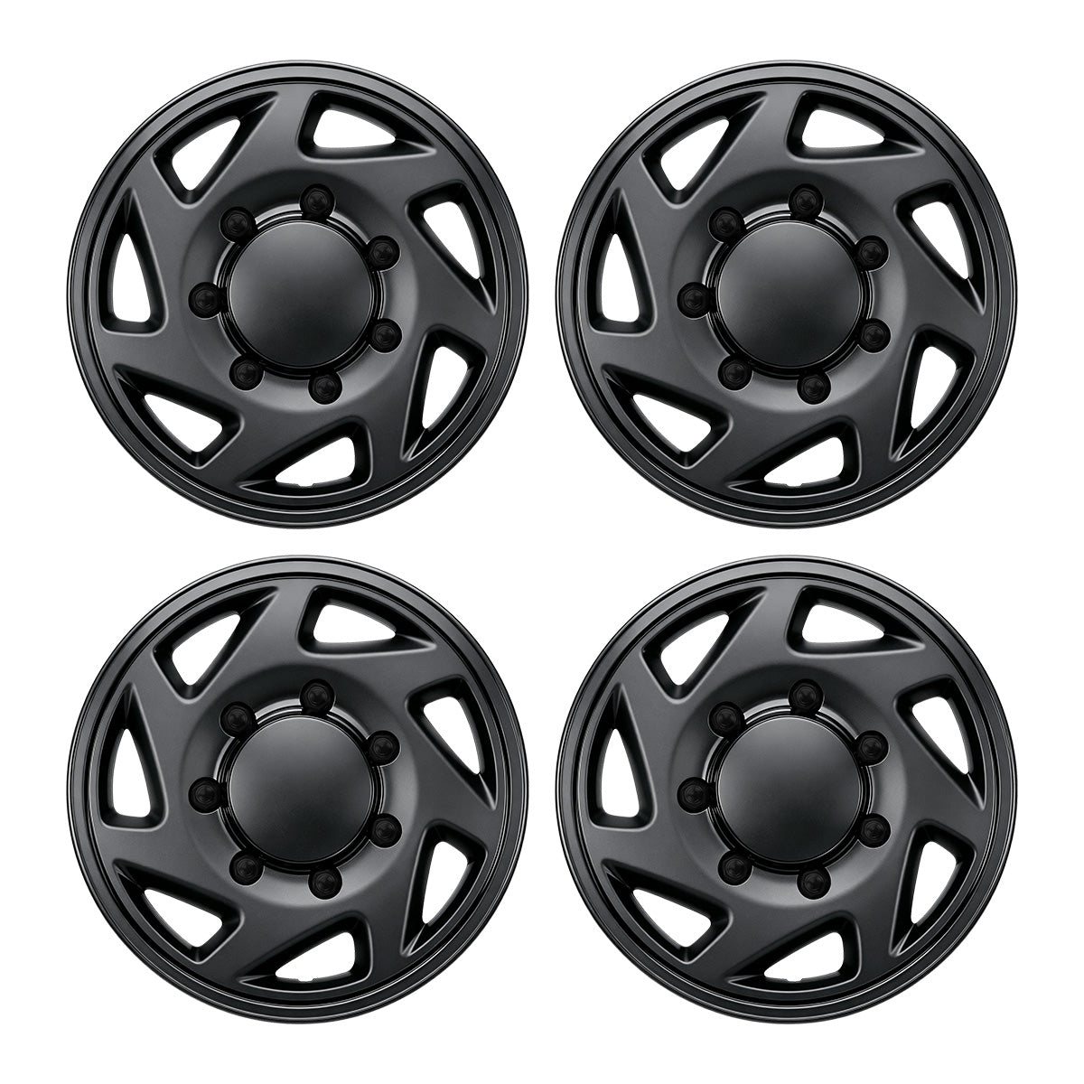WINJET 16' Hubcaps Wheel Rims Cover for 1992-2014 Ford E150/E250/E350 Van with 8 lug 16" steel wheel  - Matte Black
