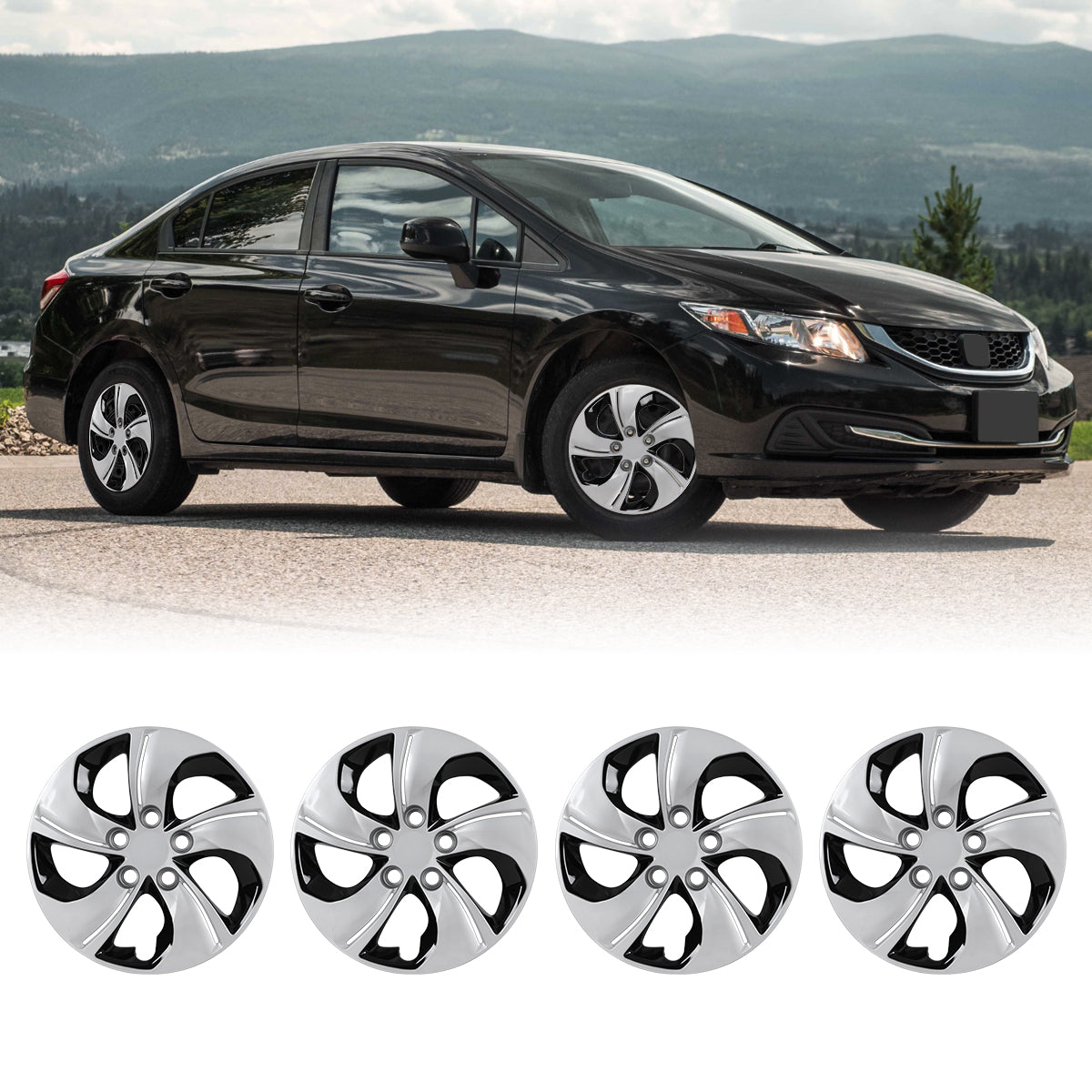 15' Hubcaps Wheel Rims Cover for 2013-2015 Honda Civic