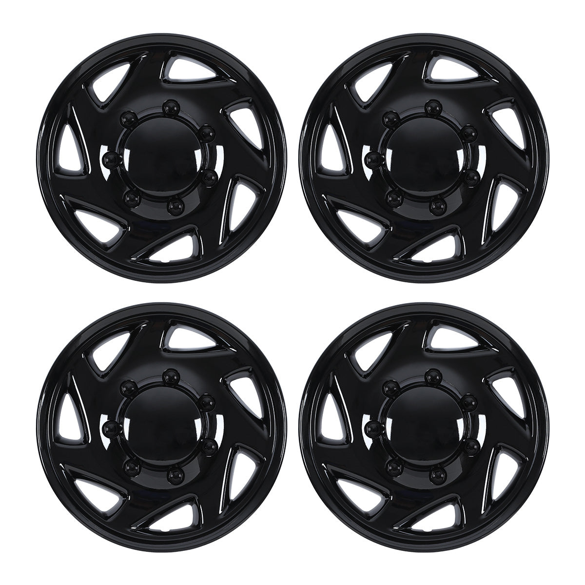 WINJET 16' Hubcaps Wheel Rims Cover for 1992-2014 Ford E150/E250/E350 Van with 8 lug 16" steel wheel  - Black Lacquer