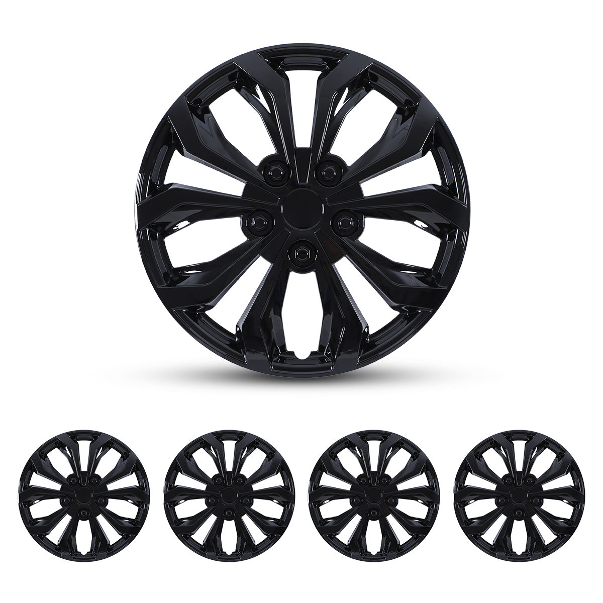 WINJET 17 inch Hubcaps Wheel Covers 5250 - Black Lacquer