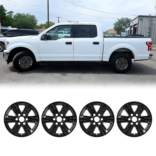 WINJET 17' Hubcaps Wheel Rims Cover for 2015-2020 Ford F-150 - Black Lacquer