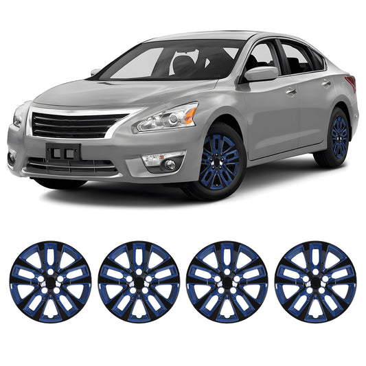 WINJET 16' Hubcaps Wheel Rims Cover for 2013-2018 Nissan Altima Sedan  - Black & Blue Lacquer