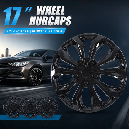WINJET 17 inch Hubcaps Wheel Covers 5250 - Black Lacquer