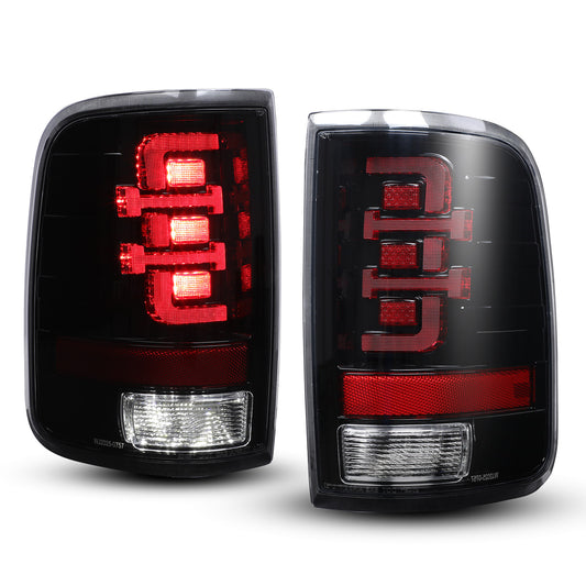 For 2004-2008 Ford F-150 Styleside Model LED Sequential Taillights - Glossy Black/ Clear Lens