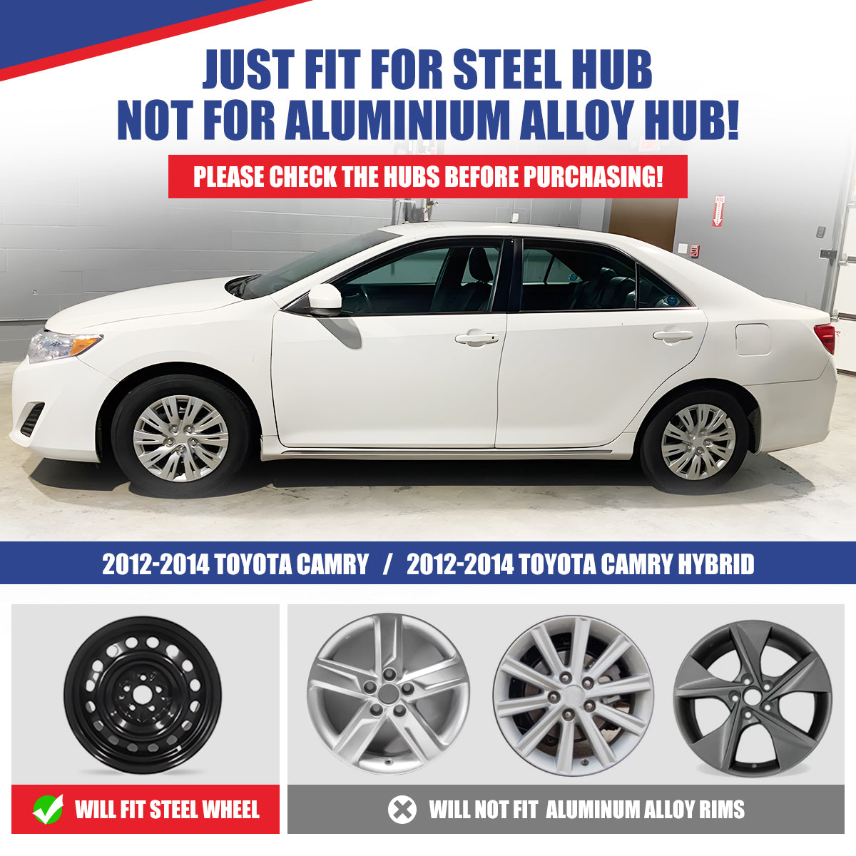 WINJET 16' Hubcaps Wheel Rims Cover for 2012-2014 TOYOTA CAMRY - Chrome