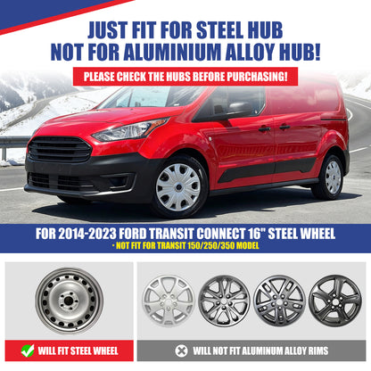 WINJET 16' Hubcaps Wheel Rims Cover for 2014-2023 Ford Transit Connect  - Black Lacquer
