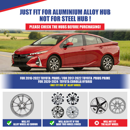 WINJET 15' Hubcaps Wheel Rims Cover for 2016-2022 TOYOTA PRIUS & 2020-2024 TOYOTA COROLLA HYBRID  - White