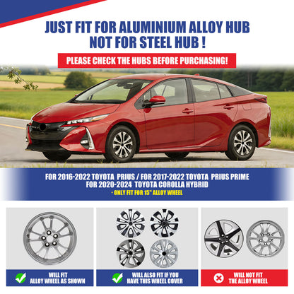 WINJET 15' Hubcaps Wheel Rims Cover for 2016-2022 TOYOTA PRIUS/2017-2022 TOYOTA PRIUS PRIME/2020-2024 TOYOTA COROLLA HYBRID  - Sliver