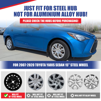 WINJET 15' Hubcaps Wheel Rims Cover for 2019-2020 Toyota Yaris Sedan/iA Sedan - Chrome