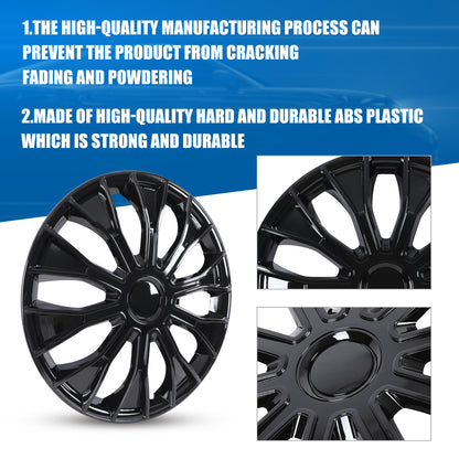 WINJET 16 inch Hubcaps Wheel Covers 5086 - Black Lacquer