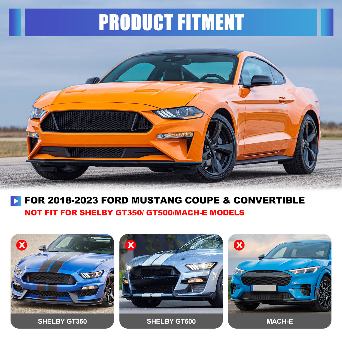 For 2018-2023 Ford Mustang Coupe & Convertible LED Sequential Headlights -Glossy Black / Clear