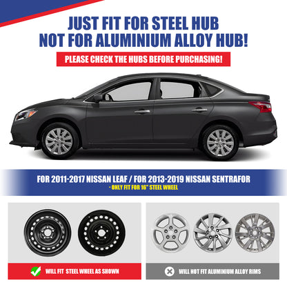 WINJET 16' Hubcaps Wheel Rims Cover for 2013-2019 NISSAN SENTRA & 2011-2017 NISSAN LEAF  - Black & Blue Lacquer