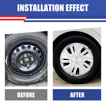 WINJET 14' Hubcaps Wheel Rims Cover for 2014-2025 Mitsubishi Mirage  - Chrome