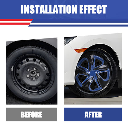 WINJET 16' Hubcaps Wheel Rims Cover for 2016-2026 Honda Civic SEDAN - Black Lacquer & Blue Lacquer