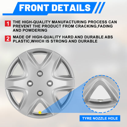 WINJET 14 inch Hubcaps Wheel Covers 5049 - Silver