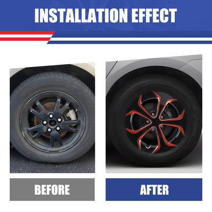 WINJET 15' Hubcaps Wheel Rims Cover for 2010-2015 TOYOTA PRIUS  - Black & Red Lacquer