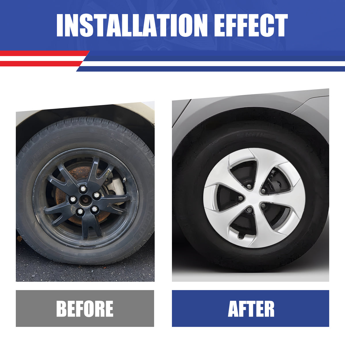 WINJET 15' Hubcaps Wheel Rims Cover for 2010-15 TOYOTA PRIUS - Chrome