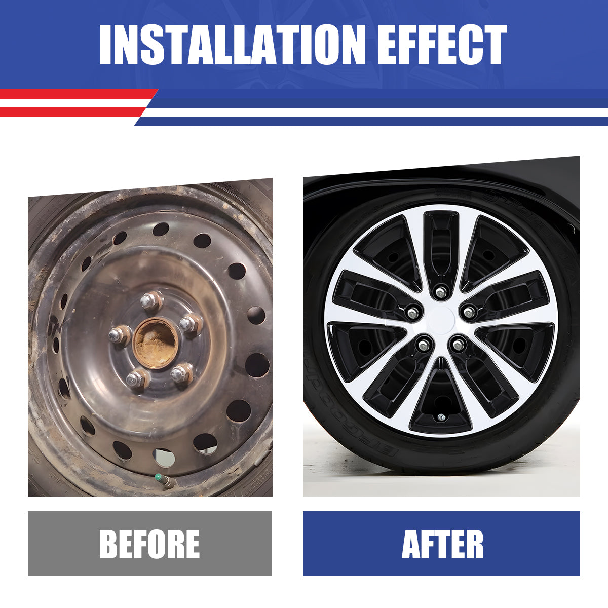 WINJET 16' Hubcaps Wheel Rims Cover for 2013-2018 Nissan Altima Sedan  - Black & White Lacquer