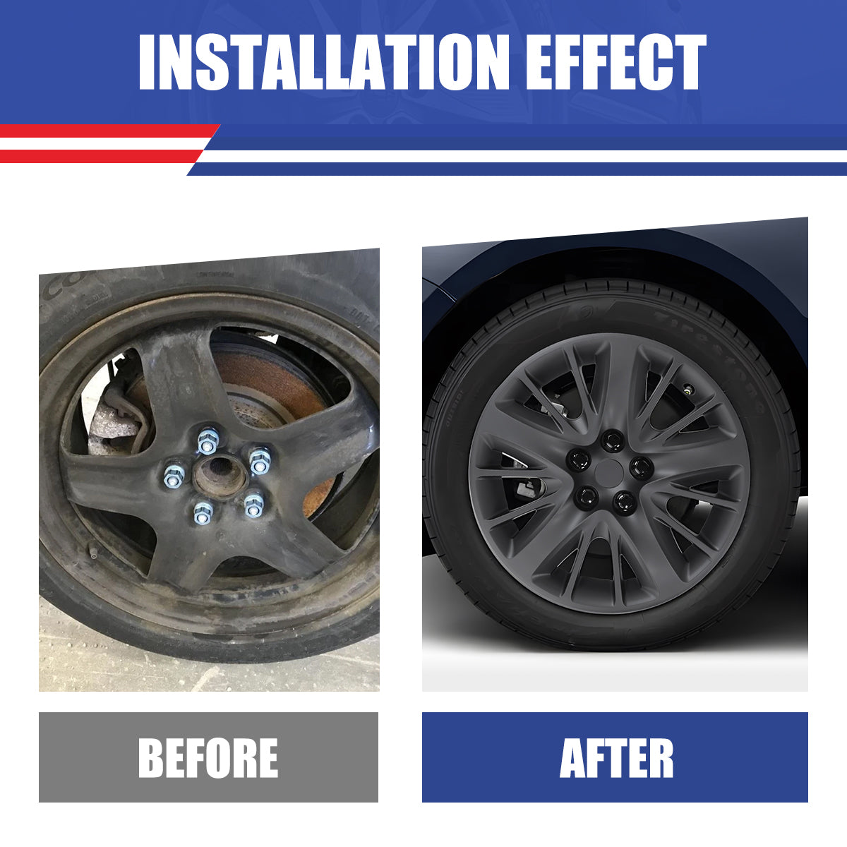 WINJET 18' Hubcaps Wheel Rims Cover for 2014-2020 CHEVY IMPALA - Matte Black