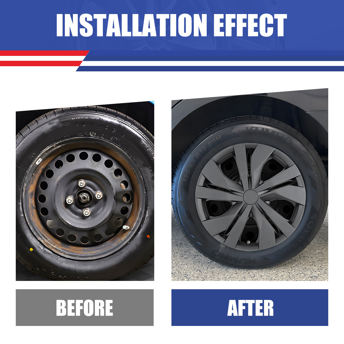 WINJET 15' Hubcaps Wheel Rims Cover for 2007-2025 NISSAN VERSA  - Matte Balck