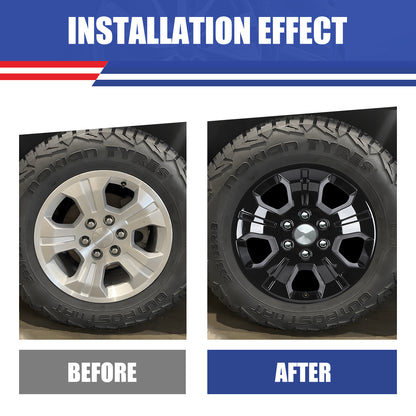 WINJET 18' Hubcaps Wheel Rims Cover for 2014-2019 Chevy Silverado - Black Lacquer