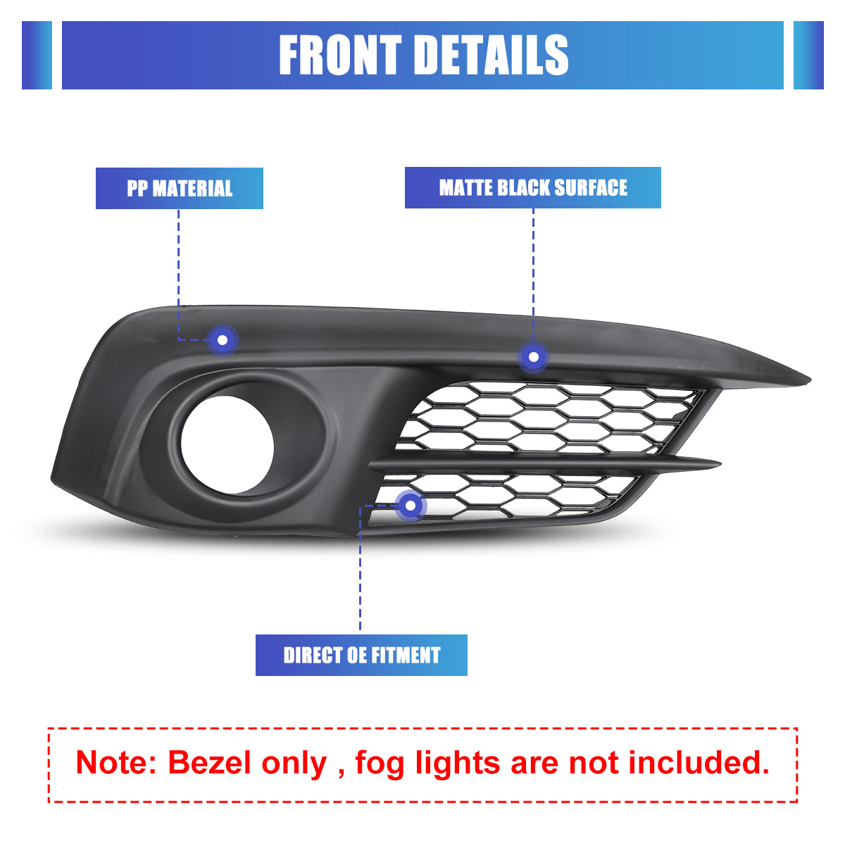 For 2016-2018 Honda Civic EX, EX-L, EX-T, LX Model Fog Light Cover