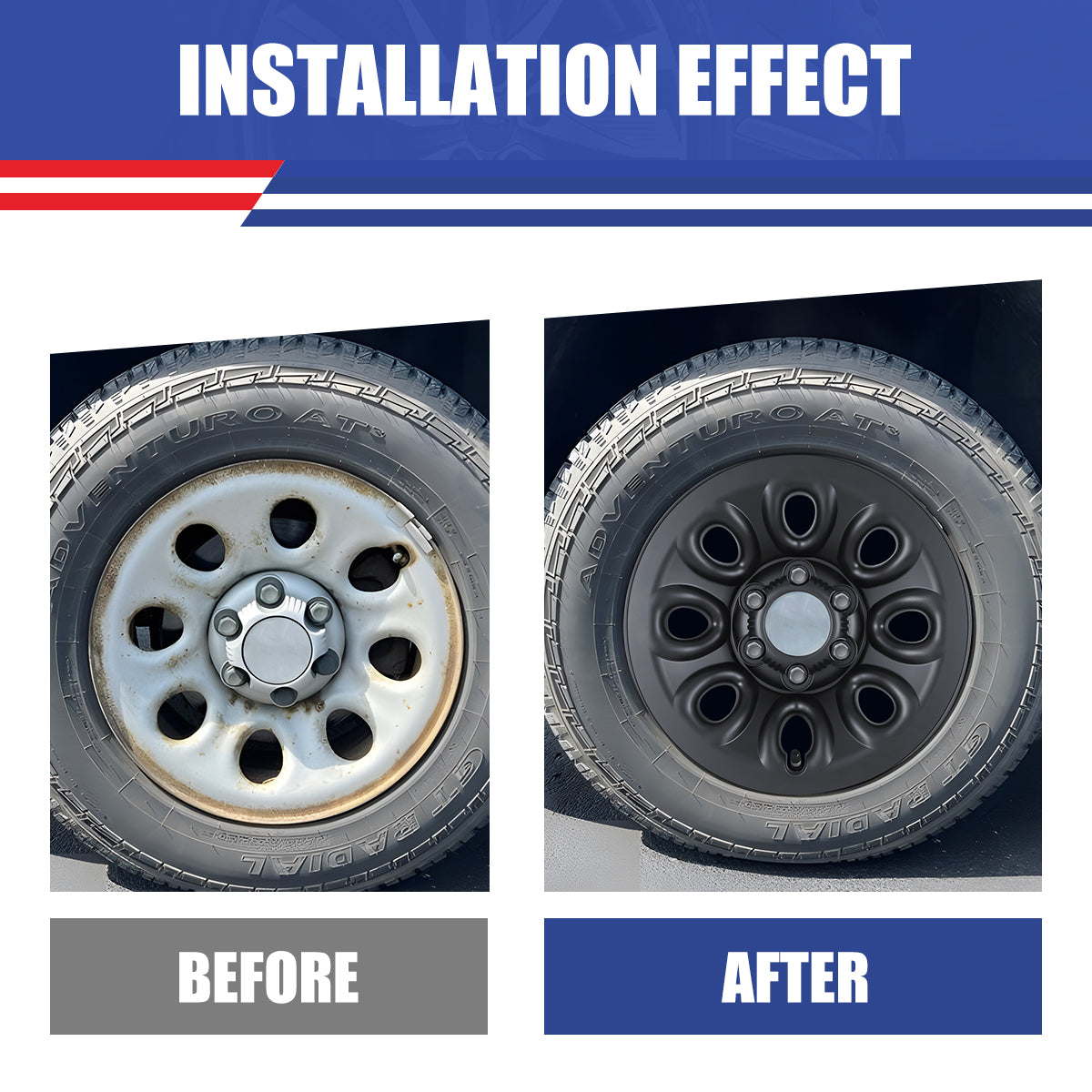 WINJET 17' Hubcaps Wheel Rims Cover for 2005-2014 Chevy Silverado/Express Van/Suburban/Tahoe, 2005-2013 GMC Sierra & 2007-2013 Avalanche - Matte Black