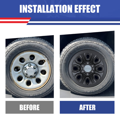 WINJET 17' Hubcaps Wheel Rims Cover for 2005-2014 Chevy Silverado/Express Van/Suburban/Tahoe, 2005-2013 GMC Sierra & 2007-2013 Avalanche - Matte Black