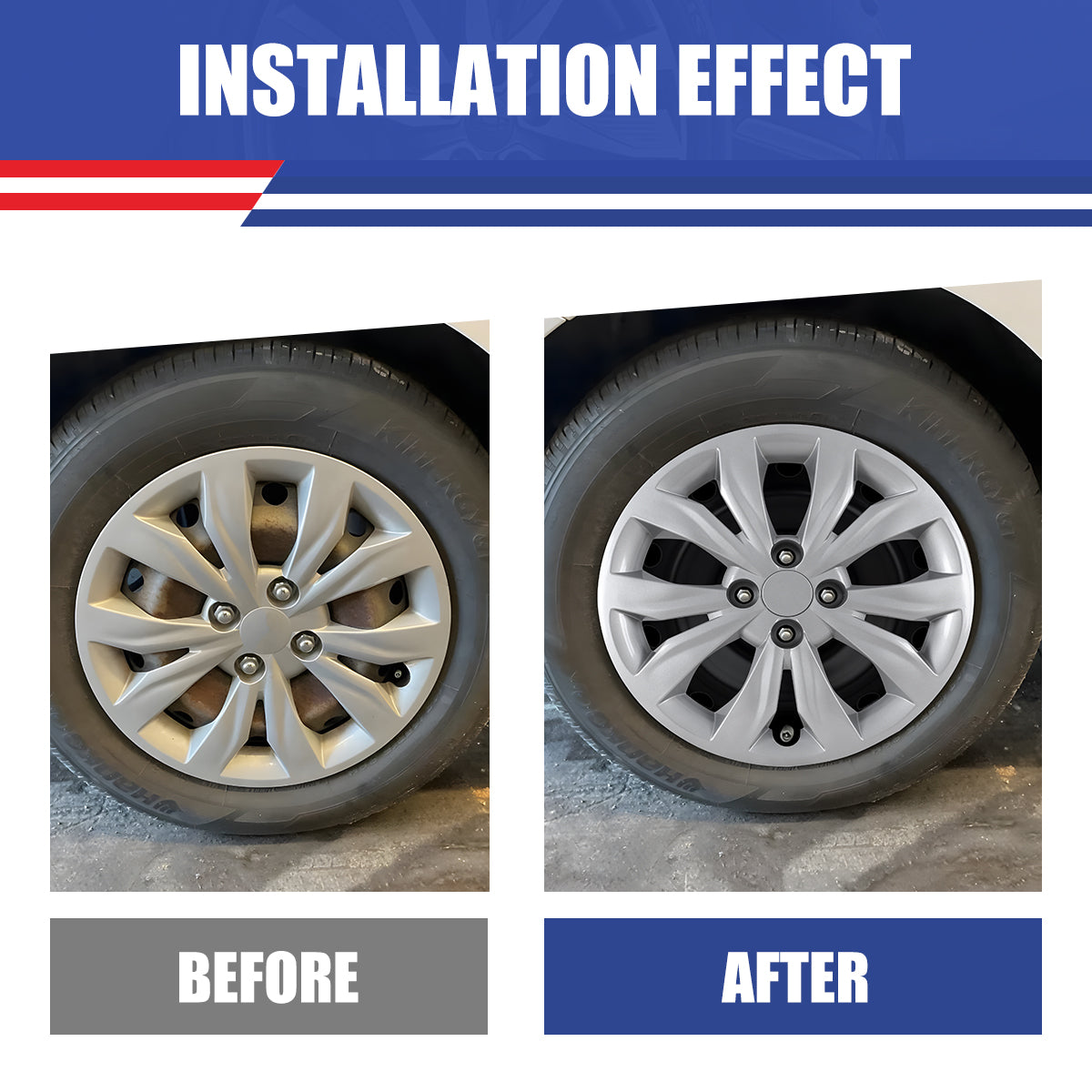 WINJET 15' Hubcaps Wheel Rims Cover for 2018-2022 HYUNDAI ACCENT SEDAN/ 2018-2023 KIA RIO SEDAN  - Sliver