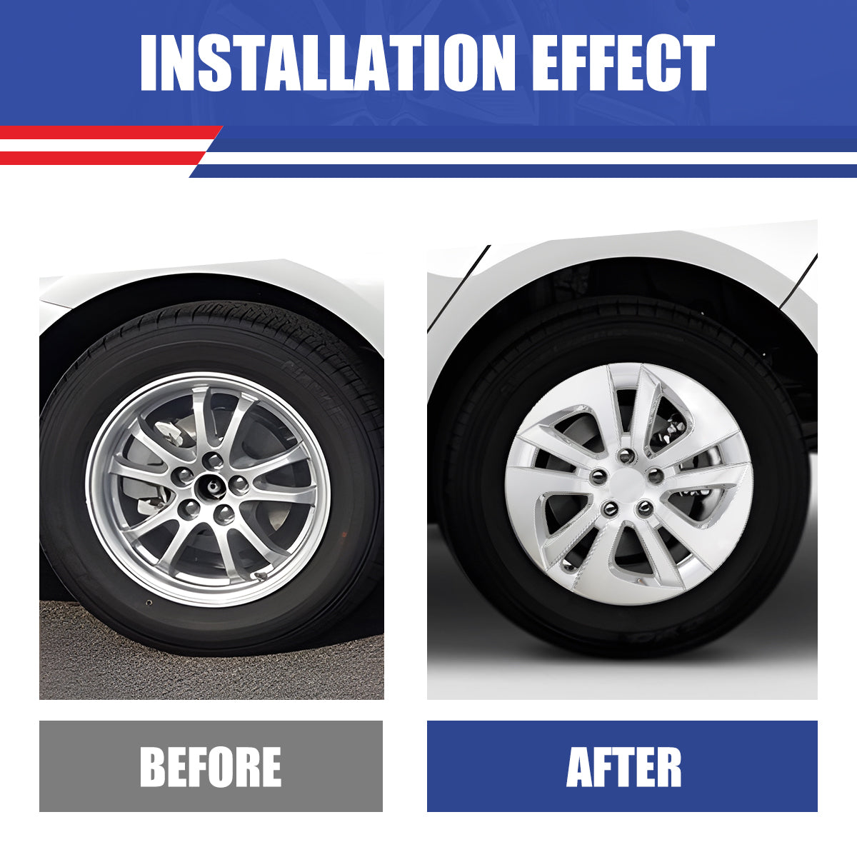 WINJET 15' Hubcaps Wheel Rims Cover for 2016-2022 TOYOTA PRIUS & 2020-2024 TOYOTA COROLLA HYBRID  - Chrom