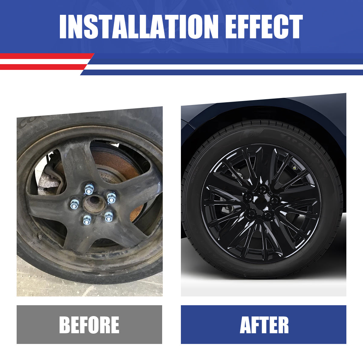 WINJET 18' Hubcaps Wheel Rims Cover for 2014-2020 CHEVY IMPALA - Black Lacquer