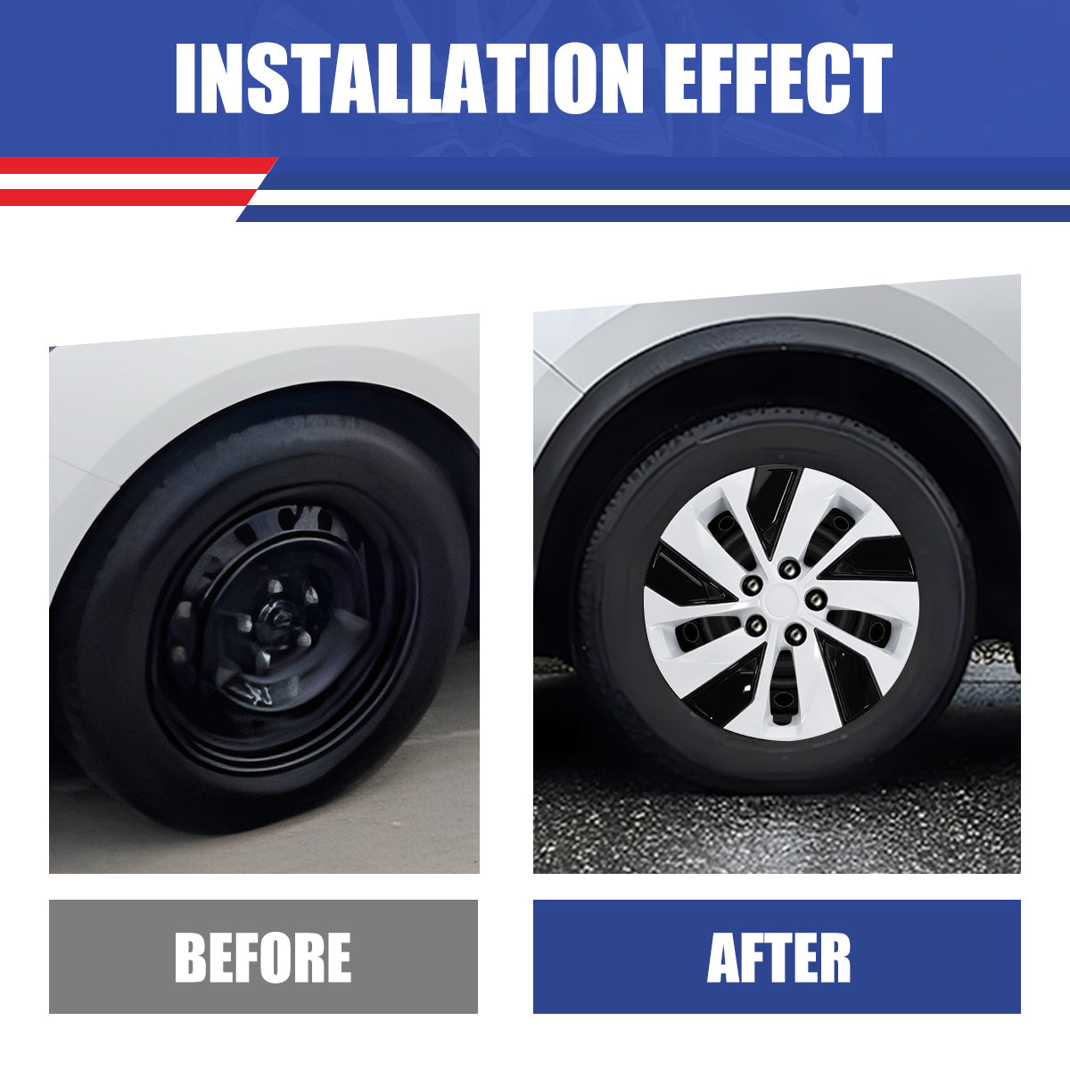 WINJET 16' Hubcaps Wheel Rims Cover for 2019-2025 Nissan Altima - White Lacquer & Black Lacquer