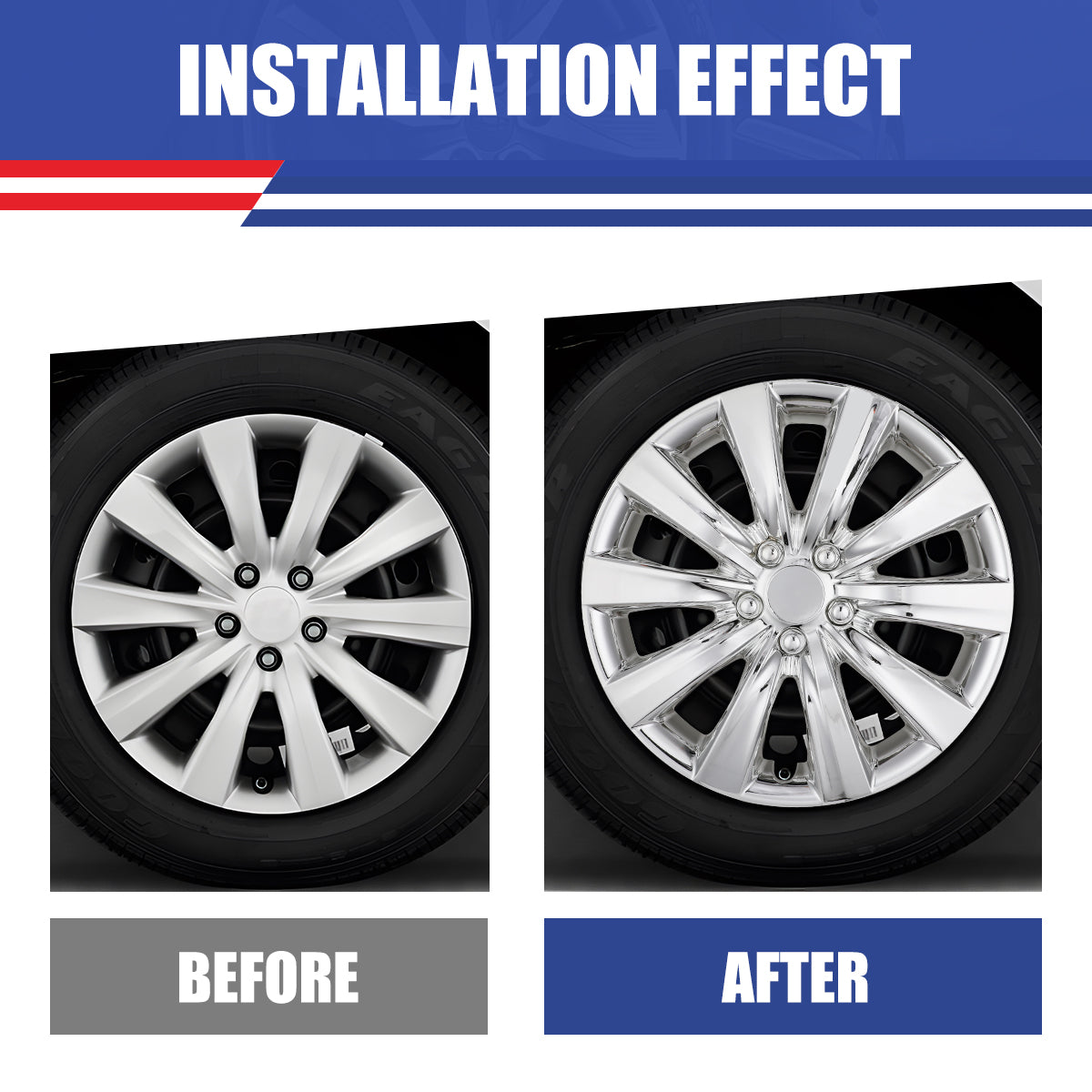 WINJET 16' Hubcaps Wheel Rims Cover for 2009-2026 TOYOTA COROLLA/2009-2014 TOYOTA MATRIX - Chrome (With Decorative Screws)